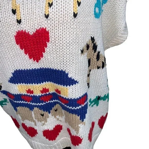 JoS. A. Bank Vintage 1980's Women's Knit Sweater Vest Large Noah's Ark Hand Knit - Picture 3 of 6